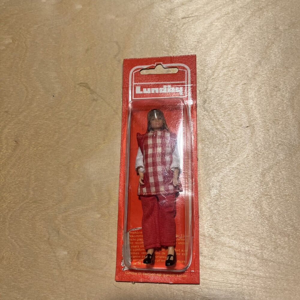Vintage Lundby Of Sweden Dollhouse Doll In Original *damaged* Packaging